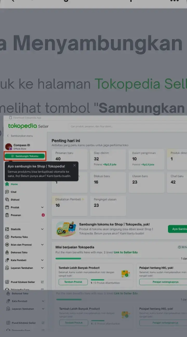 Dengan menghubungkan Tokopedia dengan Tiktok sudah bisa menyalin data Produk dan Penjualan di Tokopedia. Makin buat fitur-fitur Keren.  #tiktok #tokopedia #fyp #affiliate #belajaronline #timnasindonesia #TikTokShop #promo 