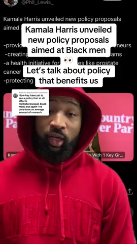 Replying to @djheycousin Policies that benefit black men includes:  -providing a million loans to Black entrepreneurs  -creating more Black male mentor programs & more Make sure y’all go follow @Trvp Still Boomin 🫡