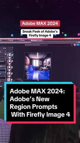 #Adobe gave a sneak peek at #AdobeMAX2024 of Firefly Image 4. Here’s a demo of its new region prompts feature which helps with the re-generation of an image in certain areas or “regions.” #imagegenerator #adobefirefly #firflyimage4 #software #tech #imageediting #editing #techtok #adobemax 