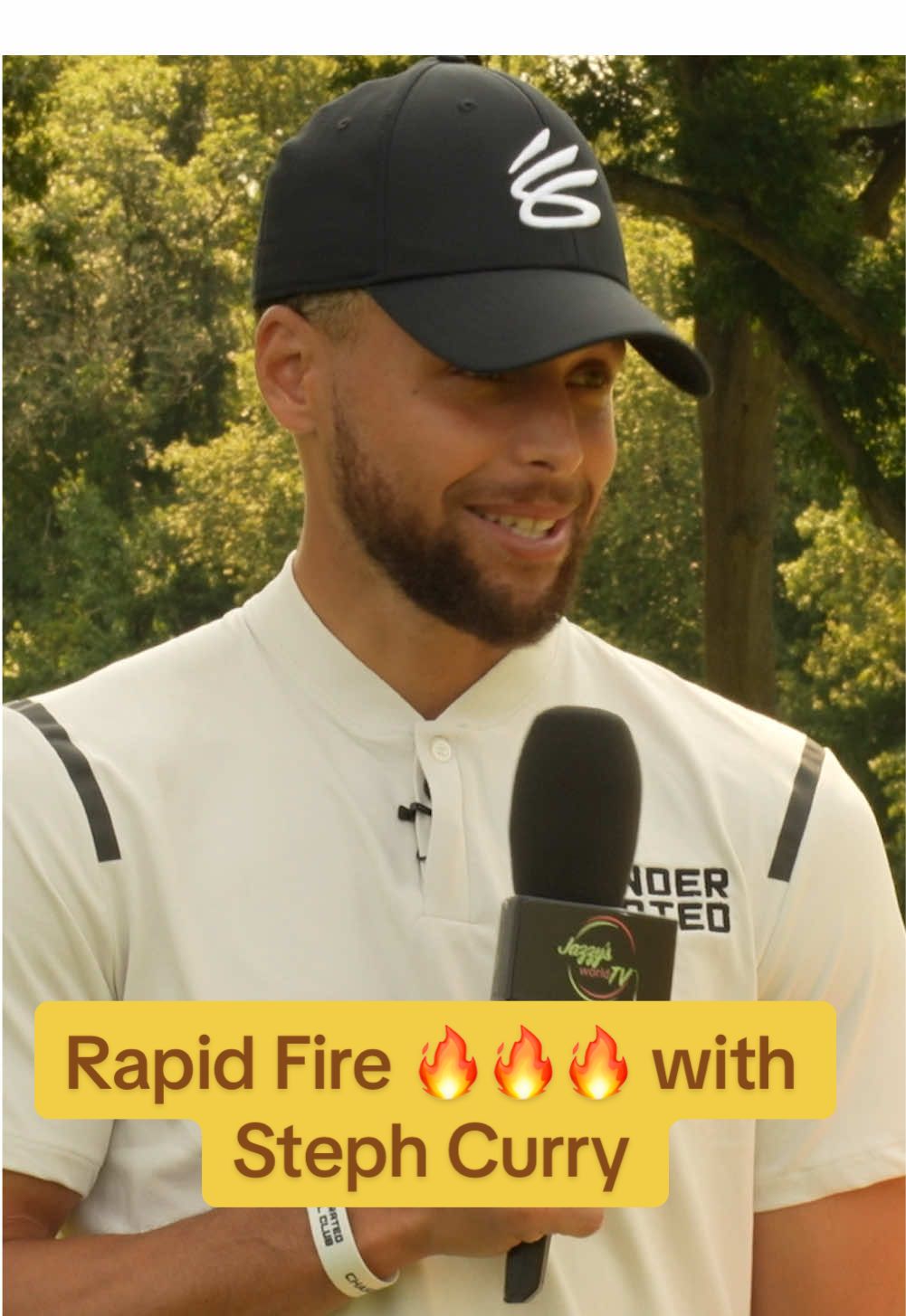 Rapid Fire 🔥 with @Stephen Curry & by the way Seth he still hasn’t forgot about that prank 27 years later 😂😂😂 Full interview drops Wed. @Underrated Golf  . . . . . . . . . . . . . #stephcurry #basketball #hoops #baller #NBA #bball #shooting #interview #reporter #brooklyn #nyc #warriors #cali #california #oakland #sanfrancisco #thebay #stephencurry #jazzysworldtv #viral #funny #sports #athlete #jokes #pranks