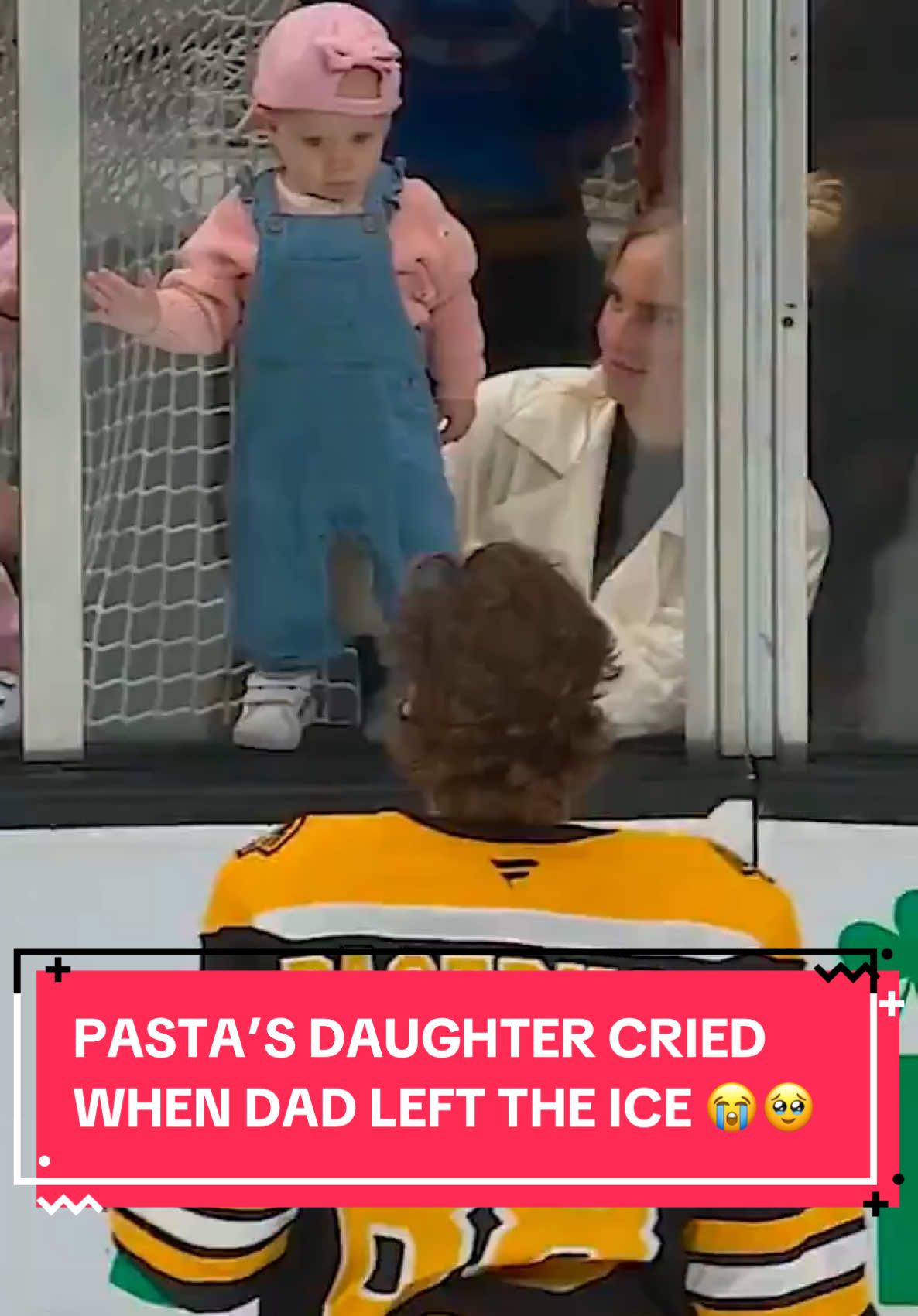 Pasta’s daughter started crying when Pasta left the corner of the ice where she was standing 🥹 (via @NESN) #fyp #hockey #NHL #hockeytiktoks #dadsoftiktok #cute #funny #bostonbruins #pastrnak 