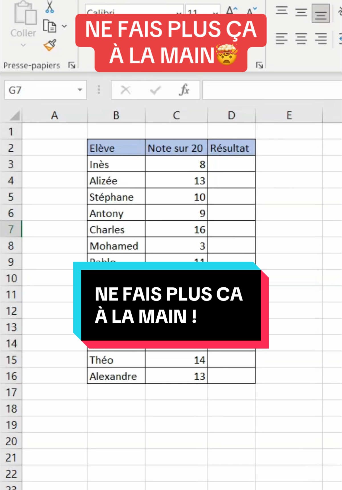Ne fais plus ça à la main sur Excel mais utilise plutot la formule =SI #excel #exceltips #exceltricks #professional #microsoft #microsoftexcel #successful 