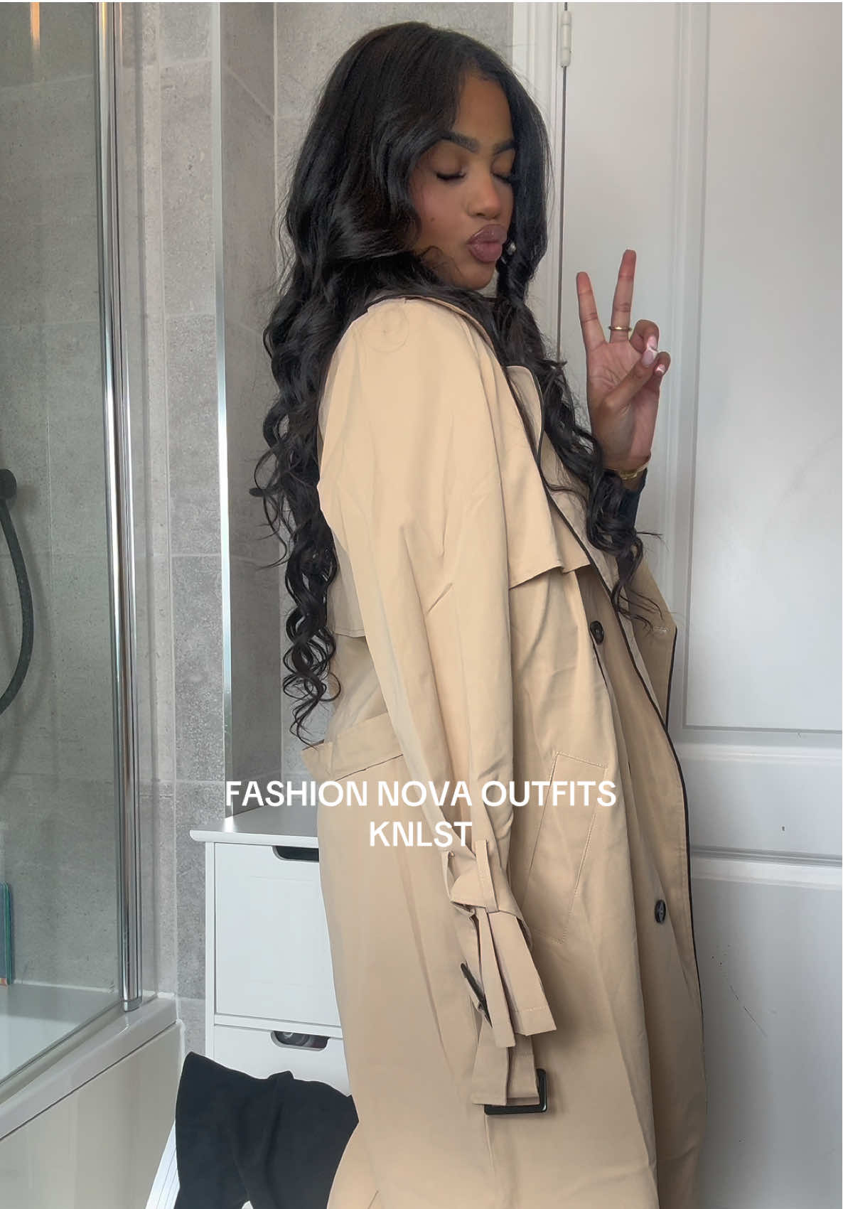 @FashionNova 🤍 1. Always Classic Belted Trench - Khaki Beverly Hills Snatched Tunic - Black Skater Girl Flat Boots - Black 2. Braelynn Snatched Pant Set - Charcoal New York Days Denim Coat - Light Wash #fyp #outfit