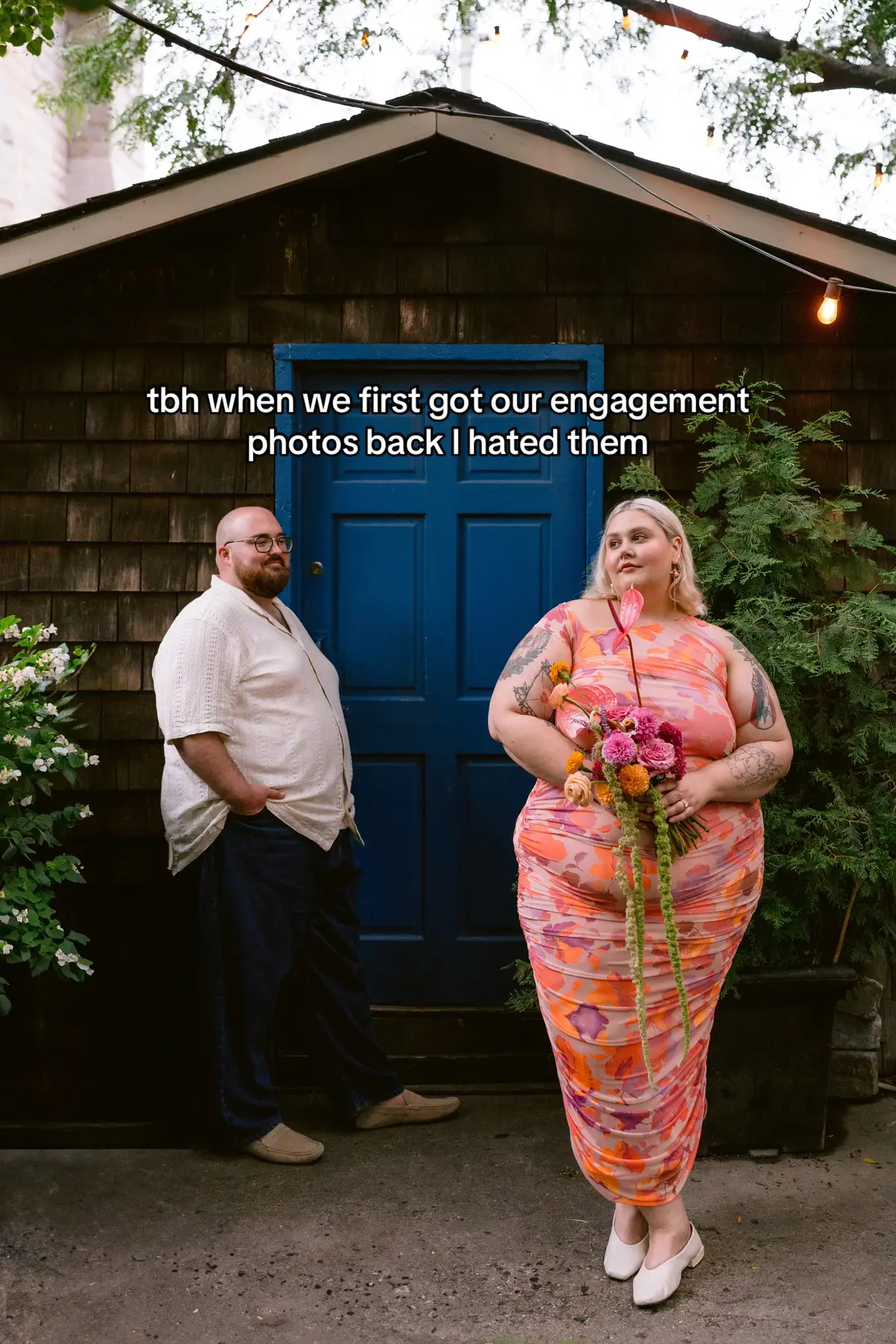 You and I are perfect just the way we are 🫶  Photographer: @francescaleephotography on IG Dress: @nuuly  #engagementphotos #bridetobe #engaged #bridetok #bodypositivity #bodyneutrality 