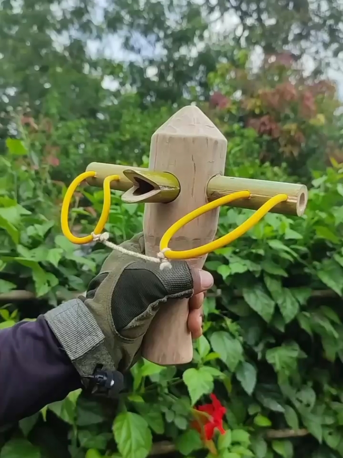 Bamboo handmade slingshot satisfying tools use it #viral #foryou #verysatisfying #tiktokviral