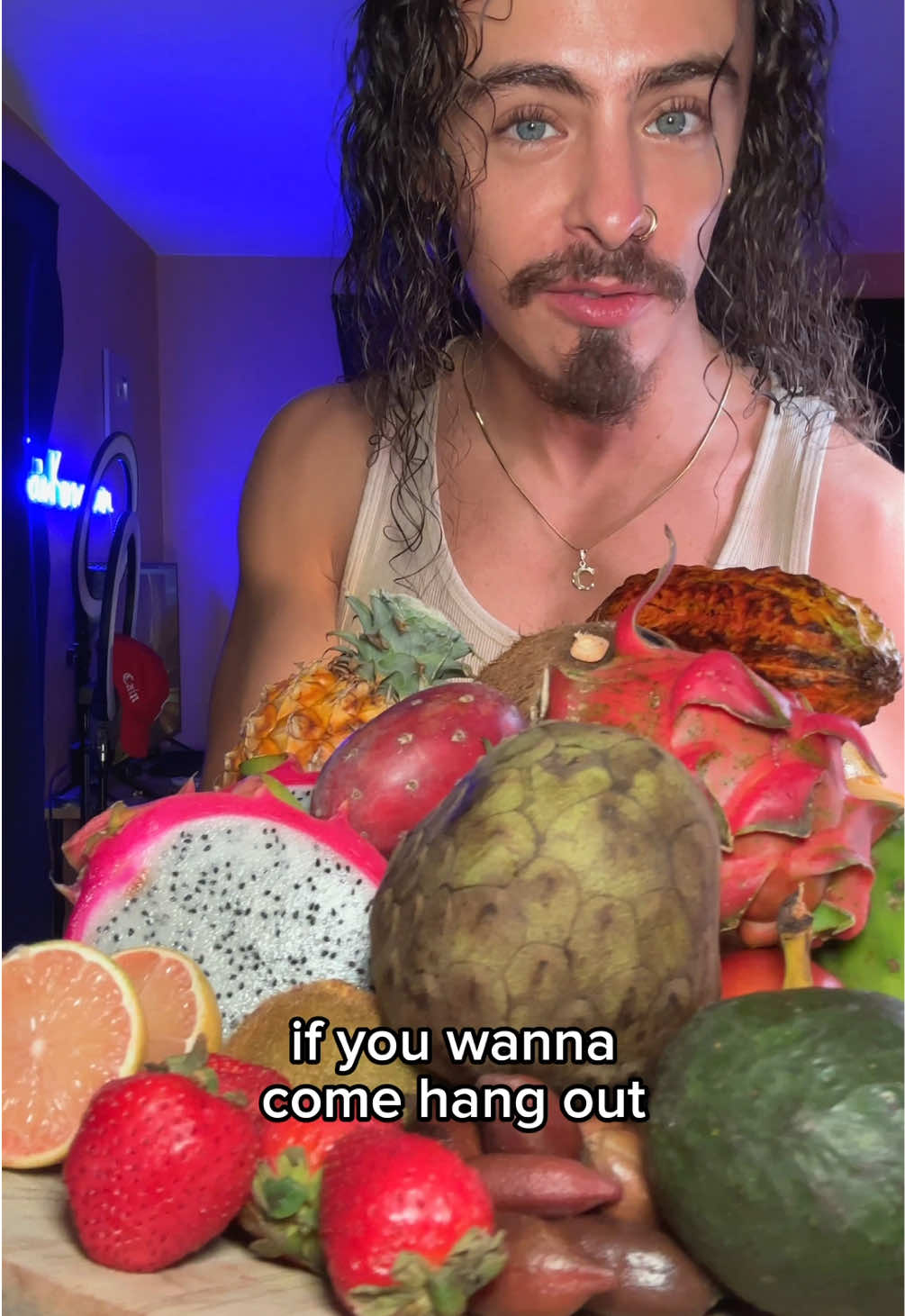 Come chill and snack on some #fruit with us! #fruitforthought #mango #pineapple #dragonfruit #passionfruit 
