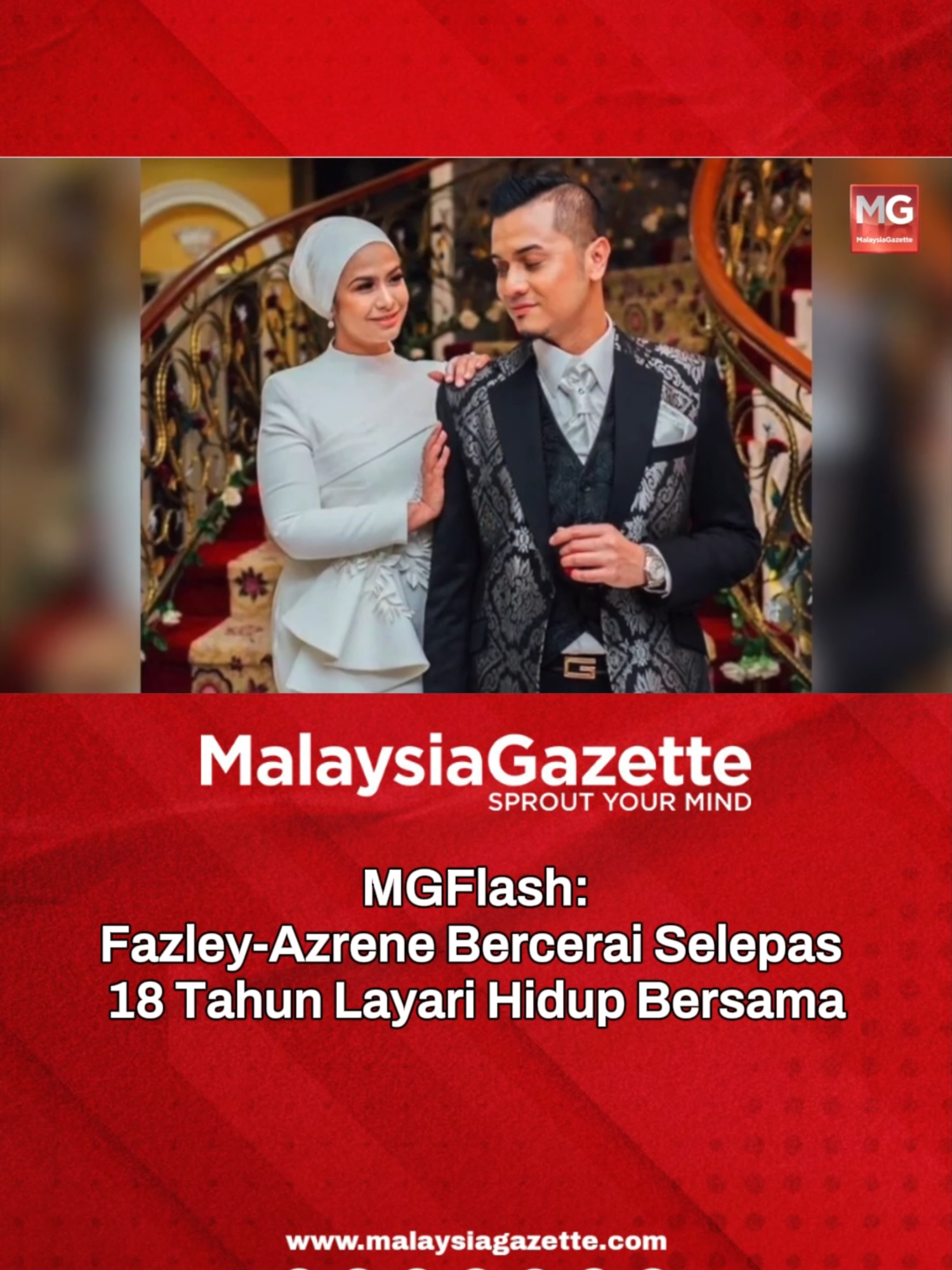 Penyanyi dan cef selebriti, Datuk Fazley Yaakob, 46 tahun, mengesahkan bercerai dengan Datin Azrene Soraya Abdul Aziz atau Azrene Ahmad, beberapa bulan lalu, selepas 18 tahun hidup bersama.