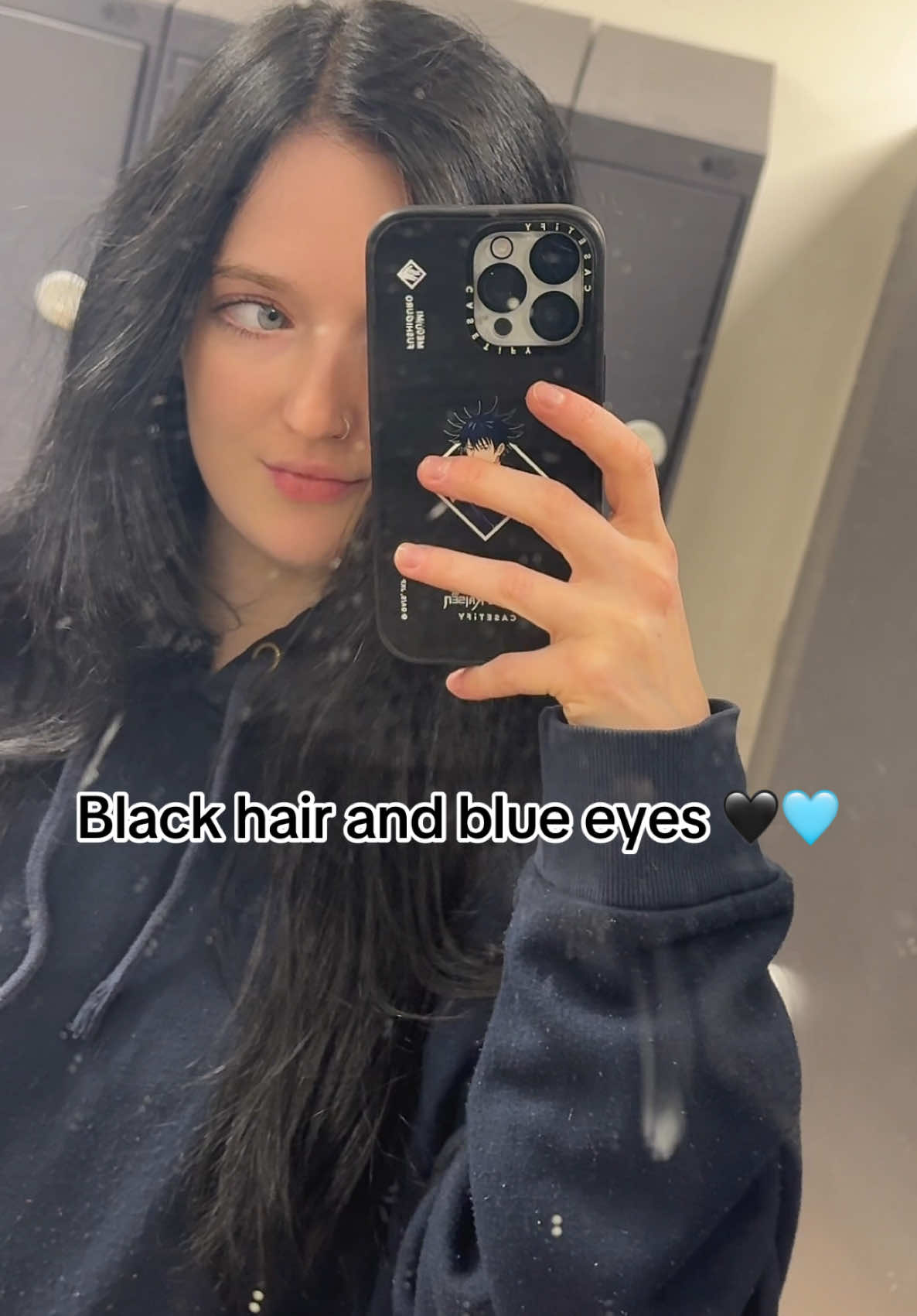 Ignore the dirty work mirror if you can #fyp #fypシ #foryoupage #foryou #fy #hairdye #blackhair #blueyes 