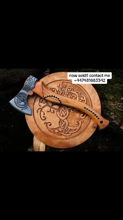 custom handmade axe with shield available for sale shoot me message if interested?? #fyp #viralvideo #TikTokShop #teamwork #handmad #carving #trending #hellooctober #bestphotography #forsale #gifts 