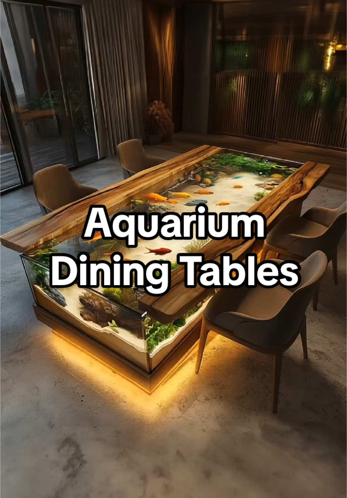 Aquarium dining tables! I need one immediately! 🙏🏼🙏🏼 #aquarium #fishtok #interiordesign 