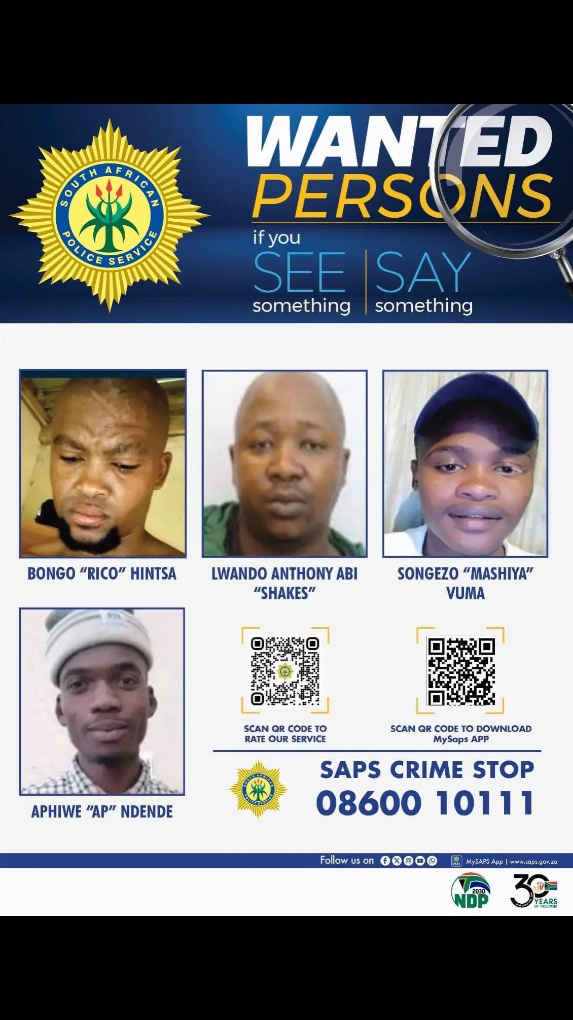 The police are looking for these men’s involved in the killing of 18 people in Lusikisiki. If you see them, you can call this number 082 302 7762 or 08600 10111 #sapoliticalviews