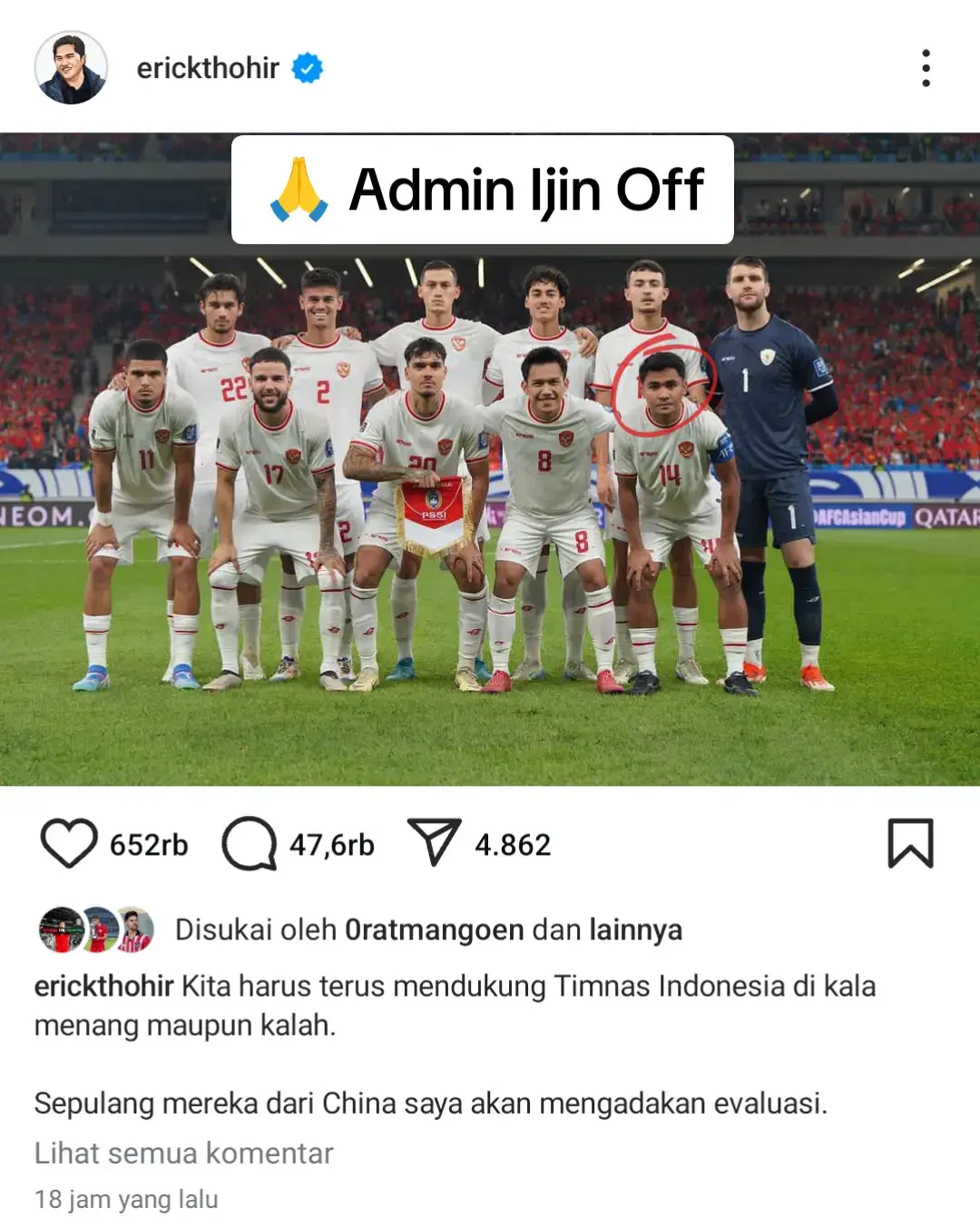 Cuma Mau Upload Itu aja Makasih Admin Ijin Off 🙏 #timnas #timnasindonesia #ind #indonesia #yui🇮🇩 #viralhariini #foryou #xybca #pssi #erickthohir 