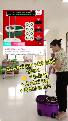 Sale bộ chổi lau nhà đa năng gồm 1 thùng+ 2 chổi lau + 8 thảm lau giá chỉ bằng 3 cốc trà sữa. Ưu đãi chỉ áp dụng trong video này #giadung #giadungthongminh #giadungtienich #mebimsua #mebim #mebimsuachamcon #choilaunha #choilaunhatuvat #choilaunhathongminh #mebim 