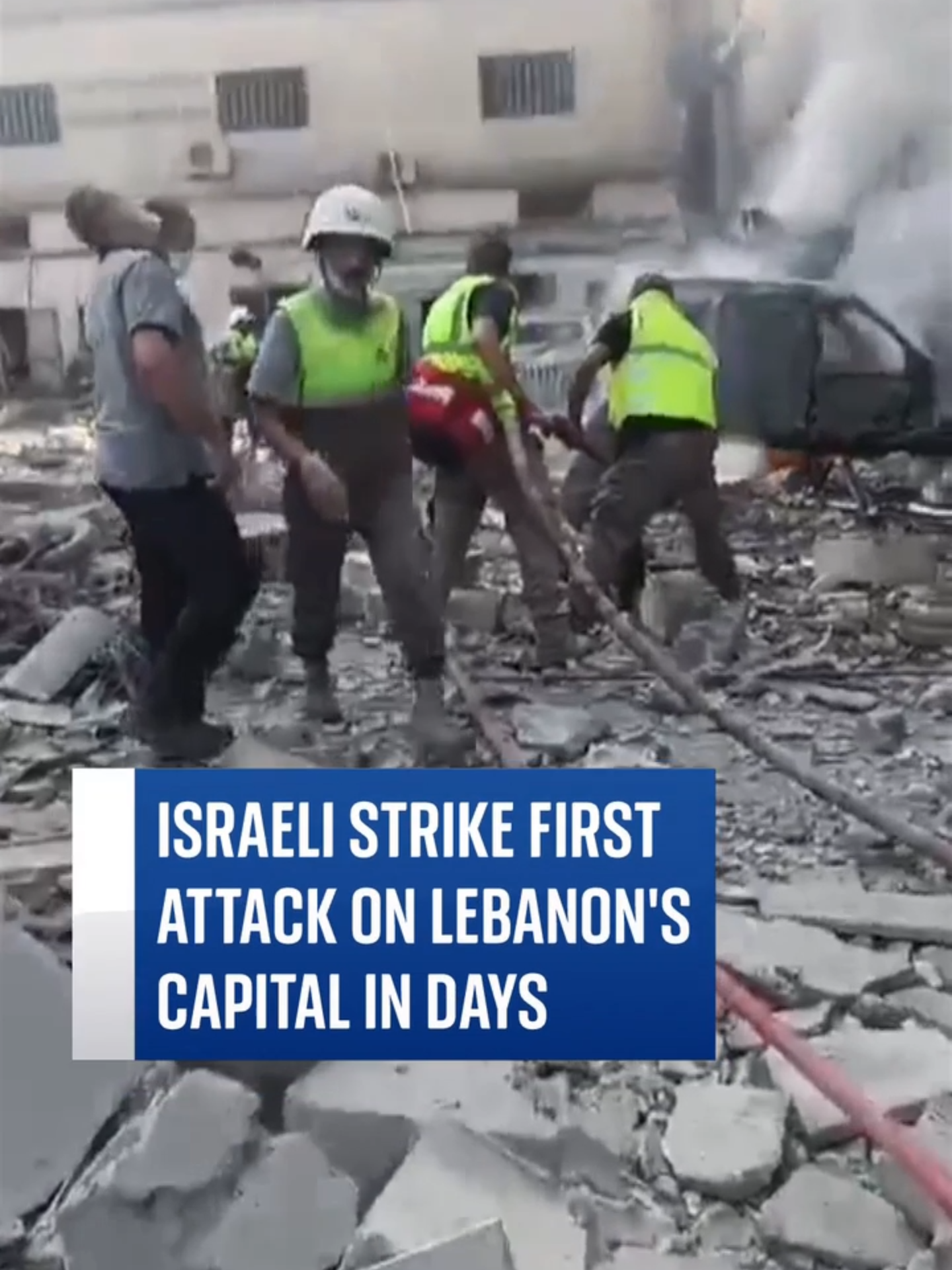 Israeli strike hits Lebanon's capital for the first time in days. Witnesses said they heard a blast and saw a plume of smoke, while the IDF said it was targeting a weapons facility. #skynews #middleeast #israel #beirut