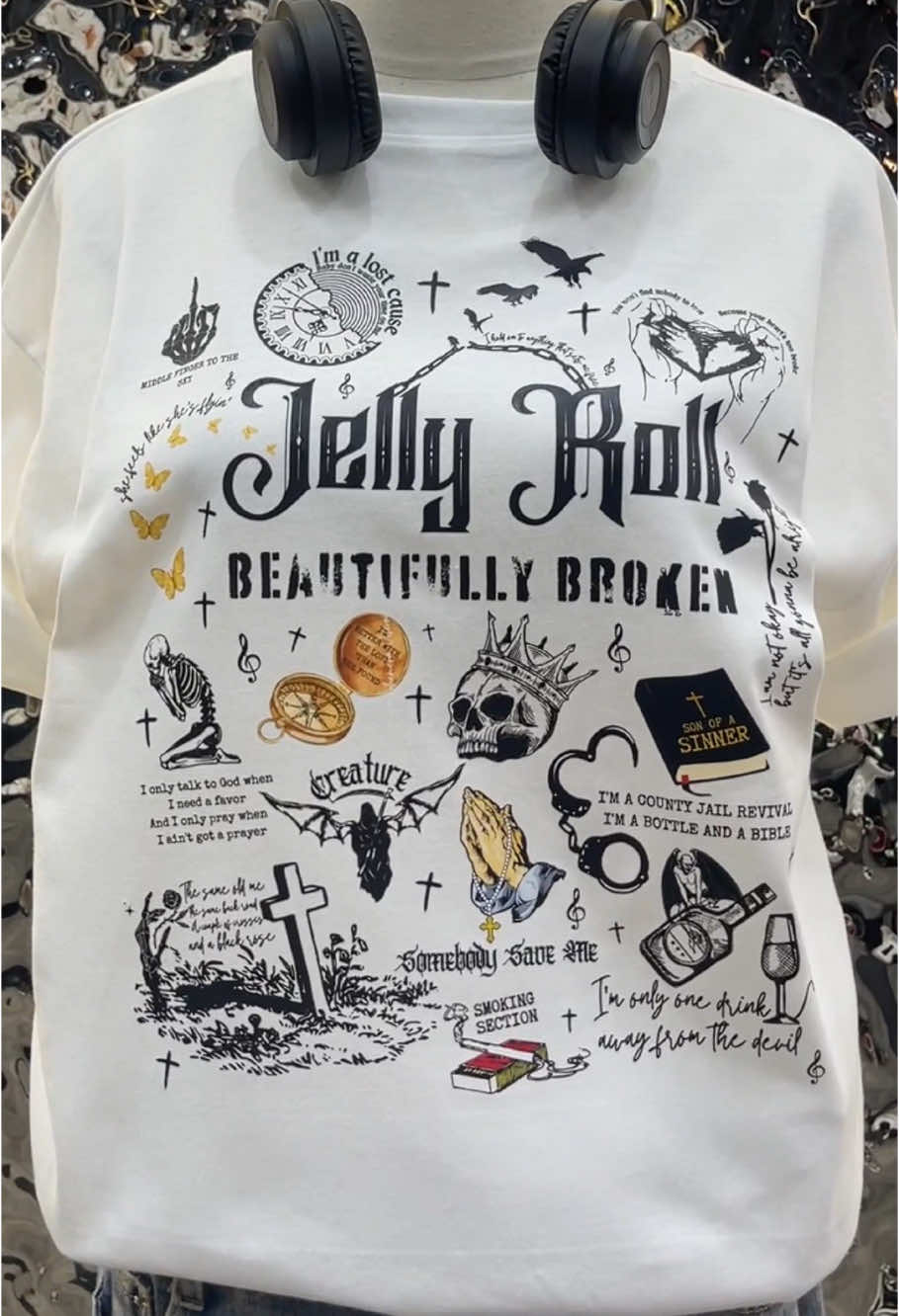 Get ready for the show! Grab our Jelly Roll shirt to rock at his upcoming tour 🎶⭐️ #jellyroll #beautifullybrokentour #jellyrolltour #countrymusic #OOTD #jellyrollofficial #jellyrollconcert 