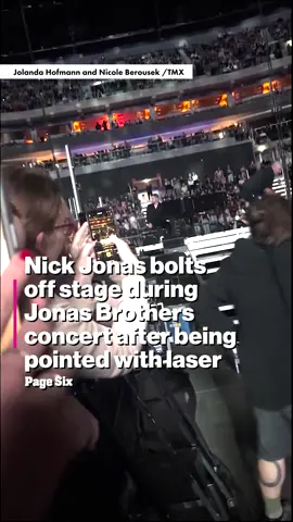 Nick Jonas bolted off the stage during the Jonas Brothers concert in Prague Tuesday night after a crowd member pointed a laser at him.