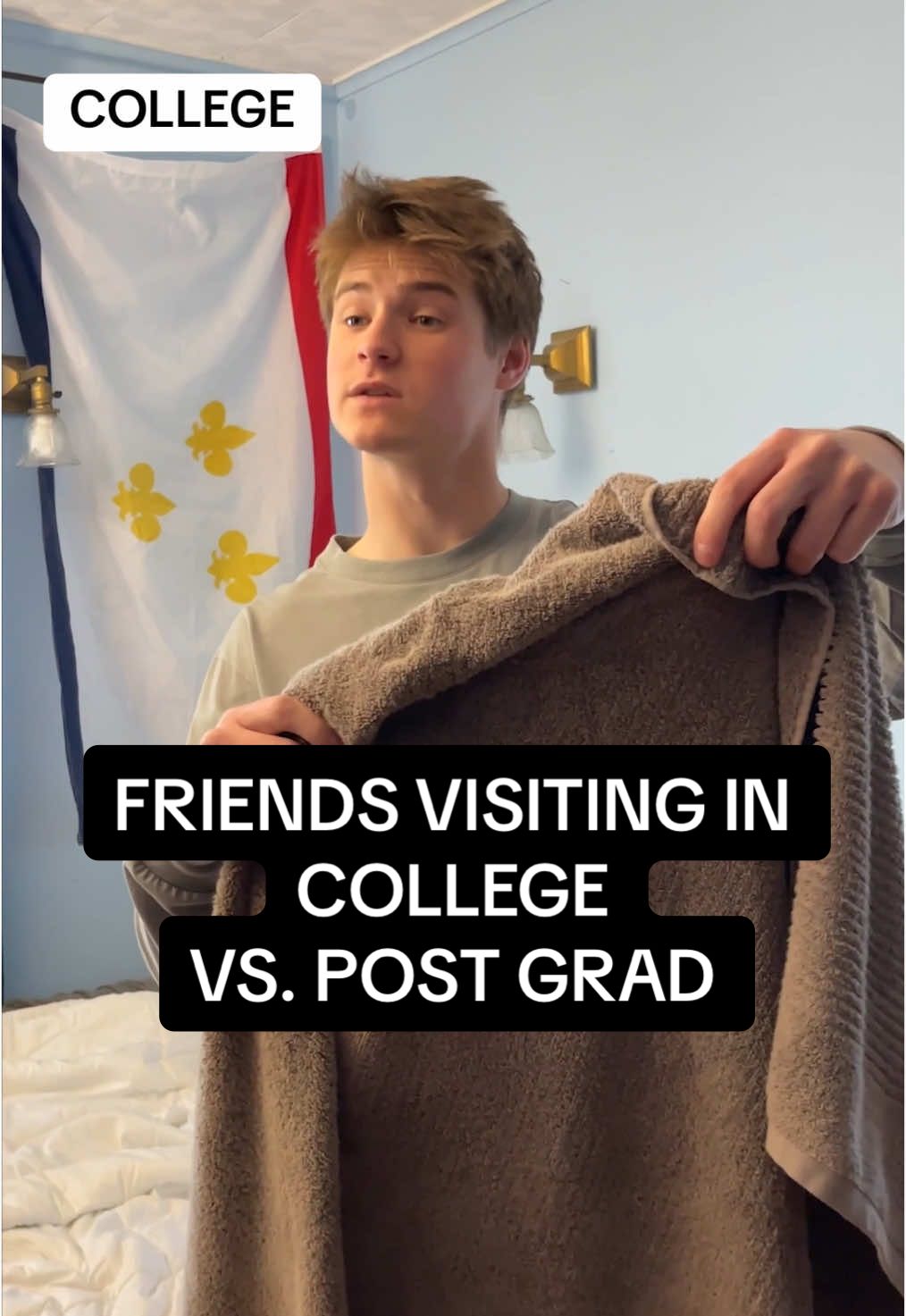 the towel is a swiss army knife @College Life ​⁠ #barelyadult #collegelife #friends #sleepover #hangout 