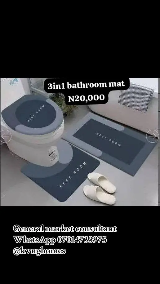 3in1 bathroom mat  Price : N20,000 All orders comes with a receipt To place orders 🛒 Send a dm on ig Or click the link in bio to order via WhatsApp 07014733975 Email: kvnghomes@gmail.com ___________________________________________ Strictly payment before delivery  Delivery takes 1-3 working days Thanks for reaching out to our brand Kvnghomes #kvnghomes 