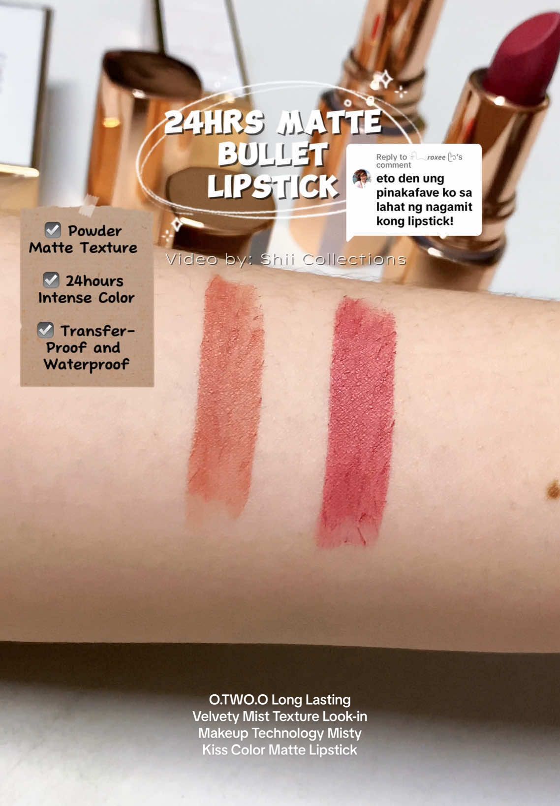 Replying to @𓍯𓂃𝙧𝙤𝙭𝙚𝙚 ᥫ᭡  O.TWO.O Long Lasting Velvety Mist Texture Look-in Makeup Technology Misty Kiss Color Matte Lipstick #lipstick #otwolipstick #mattelipstick #otwoo  