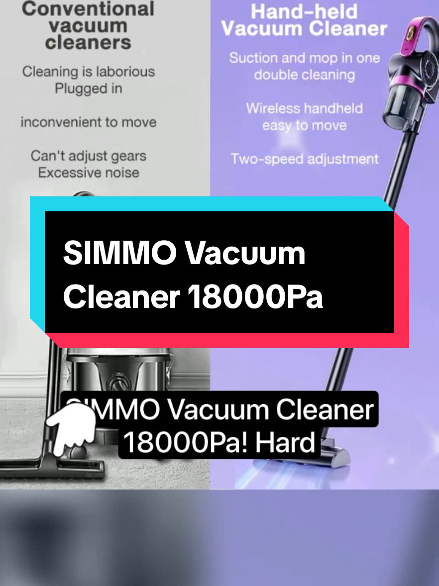 #cepat #dapatkansekarang #produkterlaris #jangantunggulagi SIMMO Vacuum Cleaner 18000Pa Rechargeable Handheld Household Vacuum Cleaner With Mite Removal Head, 2-in-1 Flat Suction Head baharu Hanya RM67.00 - 82.80!