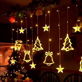 Elk Star Curtain String Lights with for Outdoor Home Garden Christmas Wedding Party Garden Decoration #starlight #christmaslights #fyp 