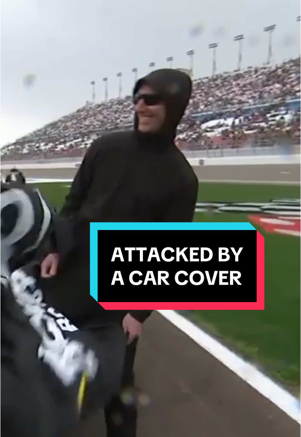 What happens in Vegas stays in Vegas...except this clip of Cole Pearn getting attacked by a car cover. We post this all over. #NASCAR #LasVegas