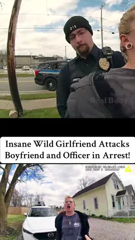 Insane Wild Girlfriend Attacks Boyfriend and Officer in Arrest! #police #cops 