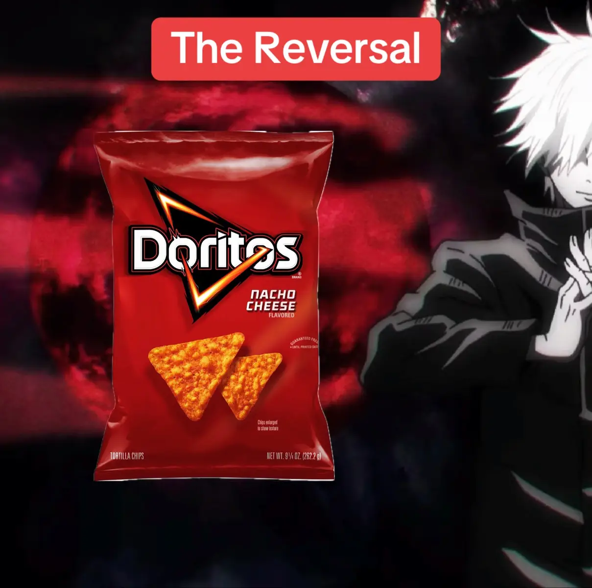 I honestly just posted this because I was bored. 13 days until Halloween though! I kinda wonder if this would be Gojo’s favorite flavor. Just kidding. He’s more likely to eat kikufuku on a cheat day. #jujutsukaisen #satorugojo #satoru #gojo #jjk #doritos #ranch #coolranchdance #nacho #nachocheese #meme #joke #bored #animetiktok #jujutsu #hollowpurple #blue #red #purple #random 