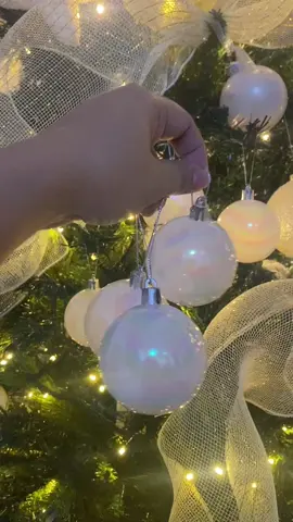 cutesy white pearl christmas balls ✨🎄 #fypシ #foryouu #christmastreeballs 