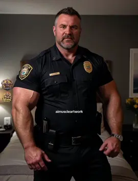 Burly Policeman #musclebear #musclecop #alphamale #strongman 