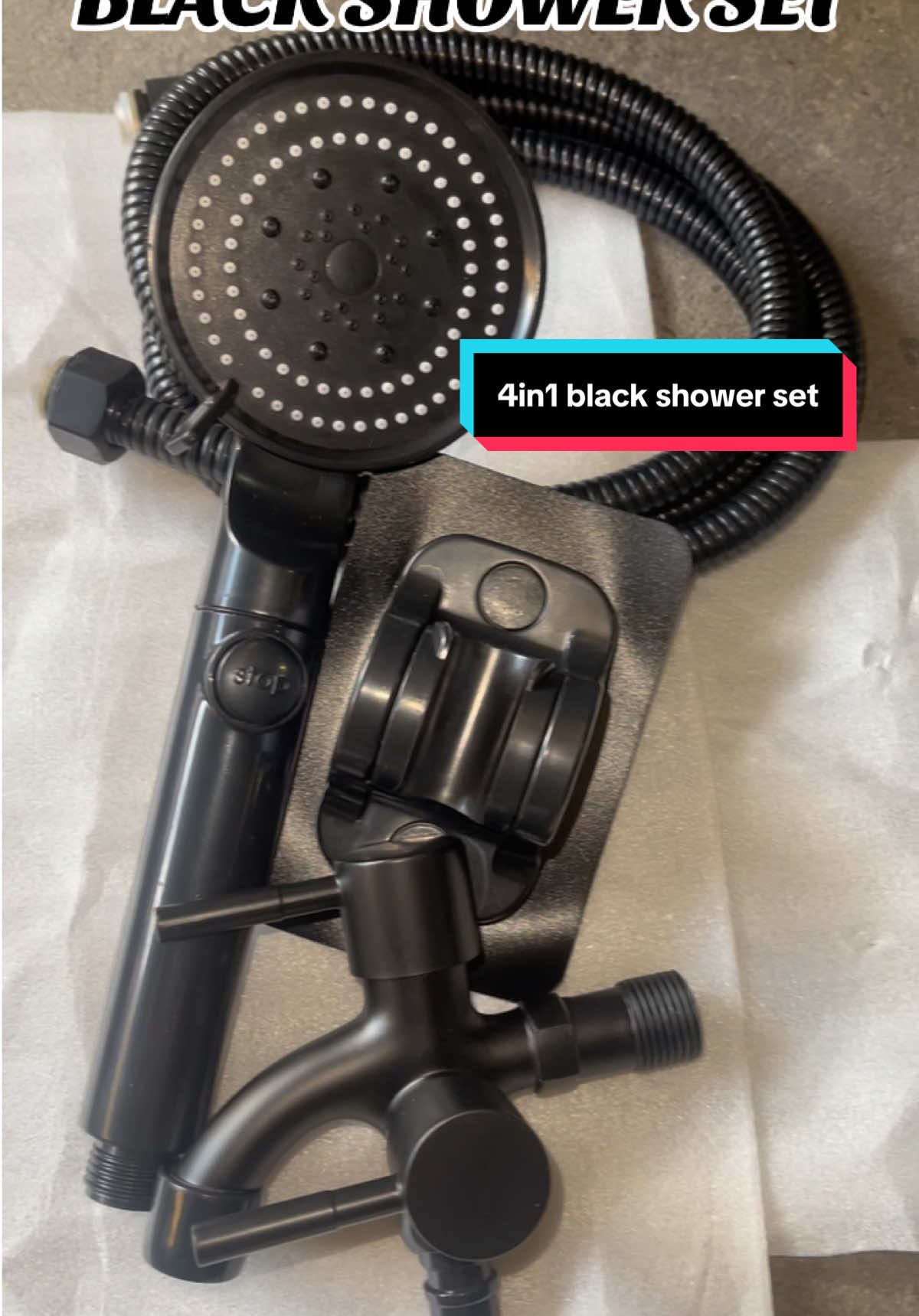 4in1 Black shower set with stainless steel 2way faucet 🤩👌 #4in1 #showerset #blackset #set #stainlesssteelfaucet #pressurize 