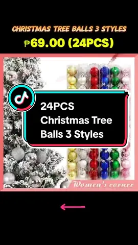 24PCS Christmas Tree Balls 3 Styles XMAS Ornaments 3/4/6/8cm Shatterproof Hanging Balls Big Size#fyp #christmastreeball #Christmasdecoration #tiktokshop #hangingballs #foryou 