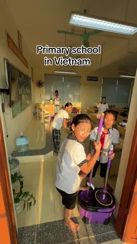 In Vietnam, schoolchildren clean the classrooms and corridors after school and then go home. It's so cool!