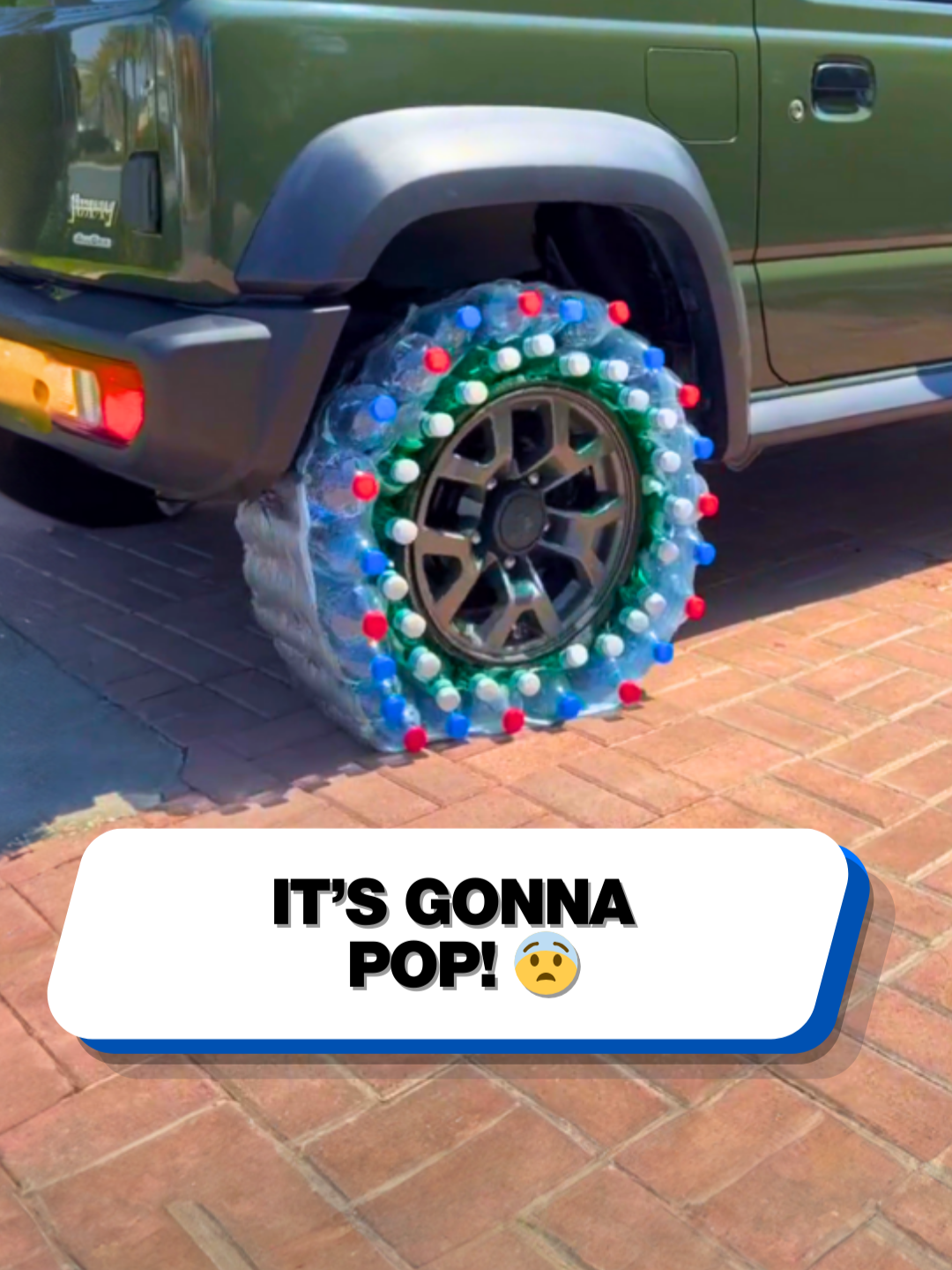 This might be Nate's craziest idea yet... 😂 #tires #DIY #hack #diyproject #craft #carmods #cartok #hacks #crafttok #carmodification #plasticbottle #funnyvideo #gwagon #supercarblondie