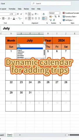 A dynamic calendar in Excel to which you can add your itinerary at any time. #Excel #office #office skills #clerk #useful information sharing #company #excel skills #table #excel common office skills #0 basic table learning#excel tips and tricks #microsoft