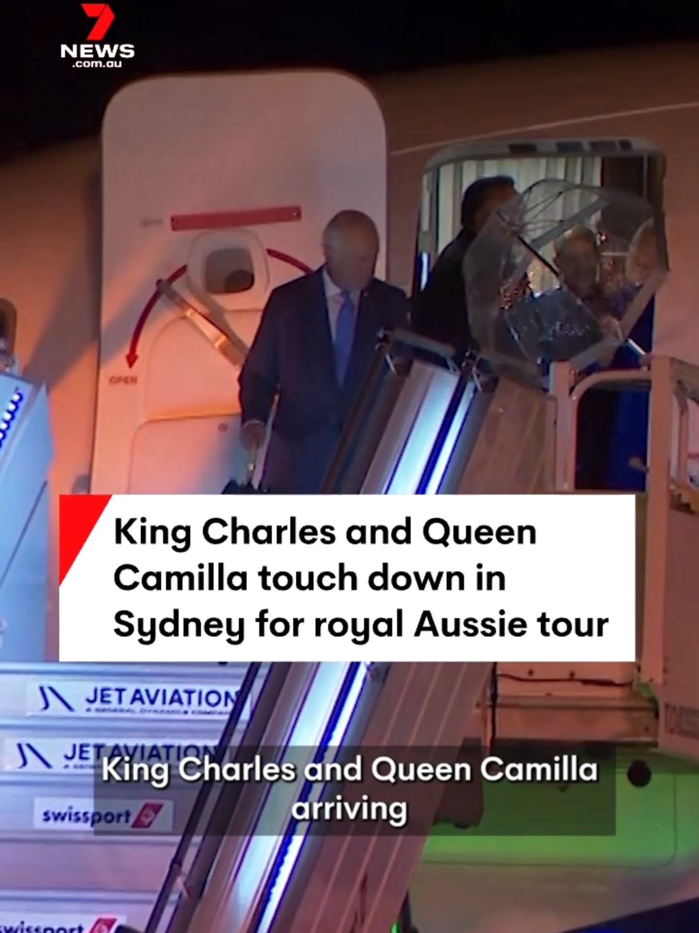 King Charles and Queen Camilla touched down in Sydney last night for their first tour since taking the throne. The whirlwind trip begins in Sydney before the monarchs head to Canberra. #royals #royalfamily #kingcharles #queencamilla