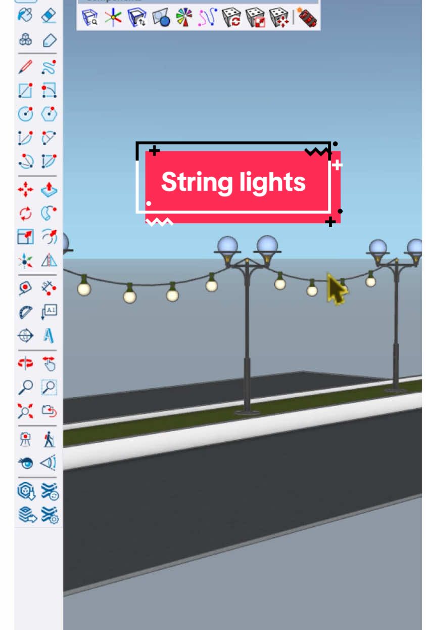 The fastest way to create decorative outdoor string lights in SketchUp is by using the SketchPlus plugin! String lights  Light  SketchUp  ———— #foryou #nicetower #craft #reels #viral #videoviral #Fyp #sketchup3d #light #stringlights #tiktok  