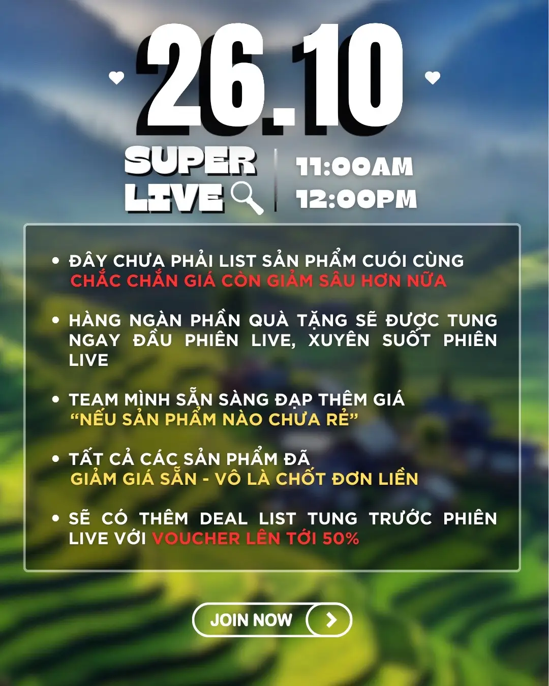 MEGALIVE 26/10: THÁNG CỦA SỰ YÊU THƯƠNG. 🌸 ĐÂY CHƯA PHẢI LIST SẢN PHẨM CUỐI CÙNG, CHẮC CHẮN GIÁ CÒN GIẢM SÂU HƠN NỮA 🌸TEAM MÌNH SẴN SÀNG ĐẠP THÊM GIÁ 