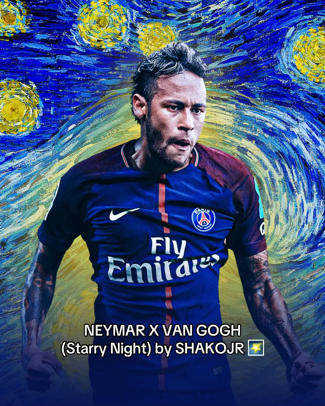 The Starry Night x NEYMAR by me.. 🌟 #neymarjr #neymar #vangogh #thestarrynight #design #photoshop #fcbarcelona #santosfc #psg 