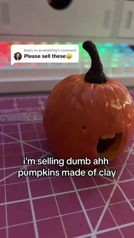 Replying to @jesskidd1ng  dumb ahh pumpkin is now made to order! i have 20 slots open :D  #fyp #halloween #pumpkin #art #clay 