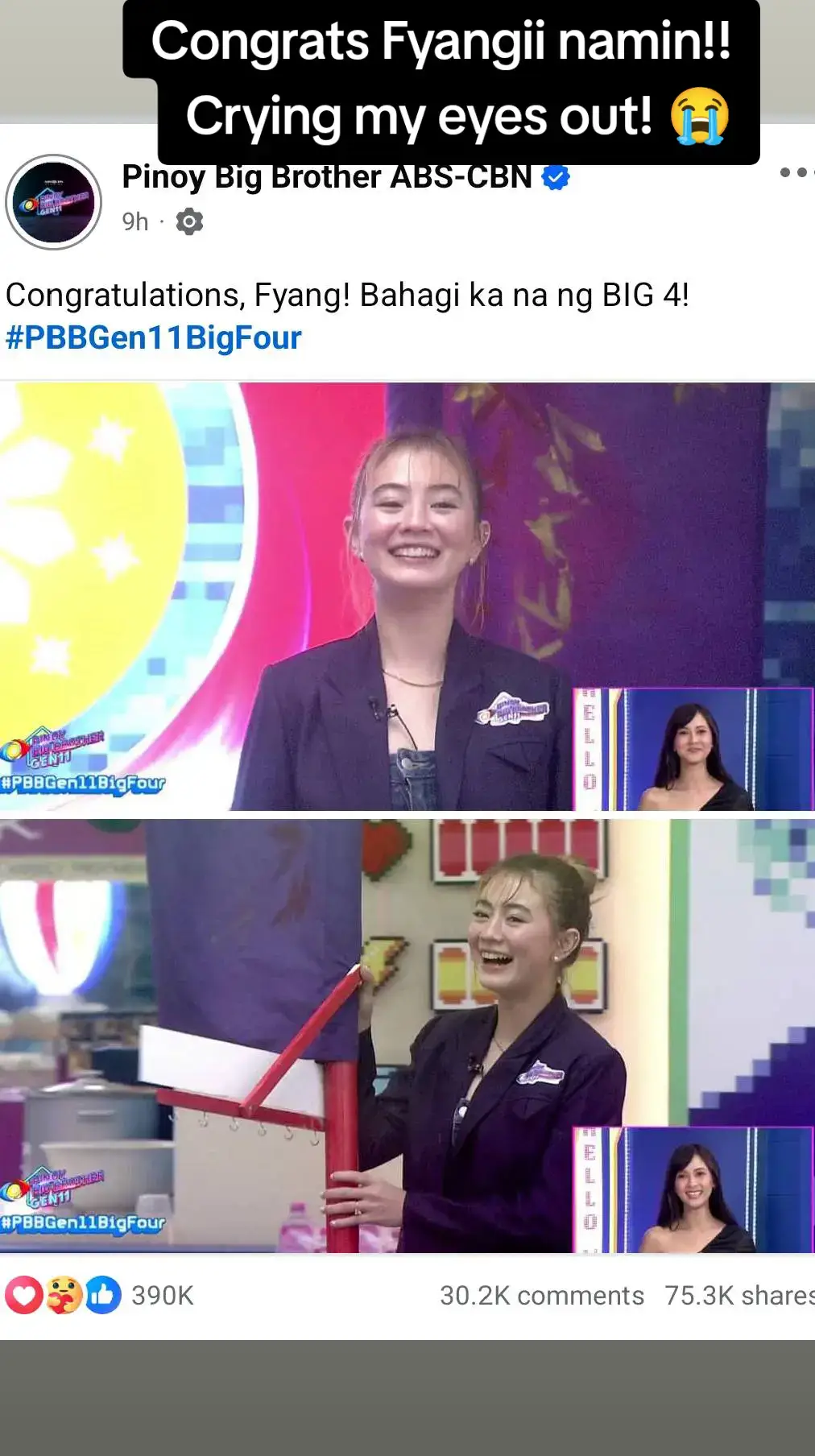 Ito yung binabash ng karamihan pero laging pinipili ng taong Bayan.😇🙏💜😭😭😭we made it! Congrats Eabab. We lovee you!! #pbbgen11 #sofiasmith #bbsfyang #bigfour #bbsfyang #pinoybigbrother 