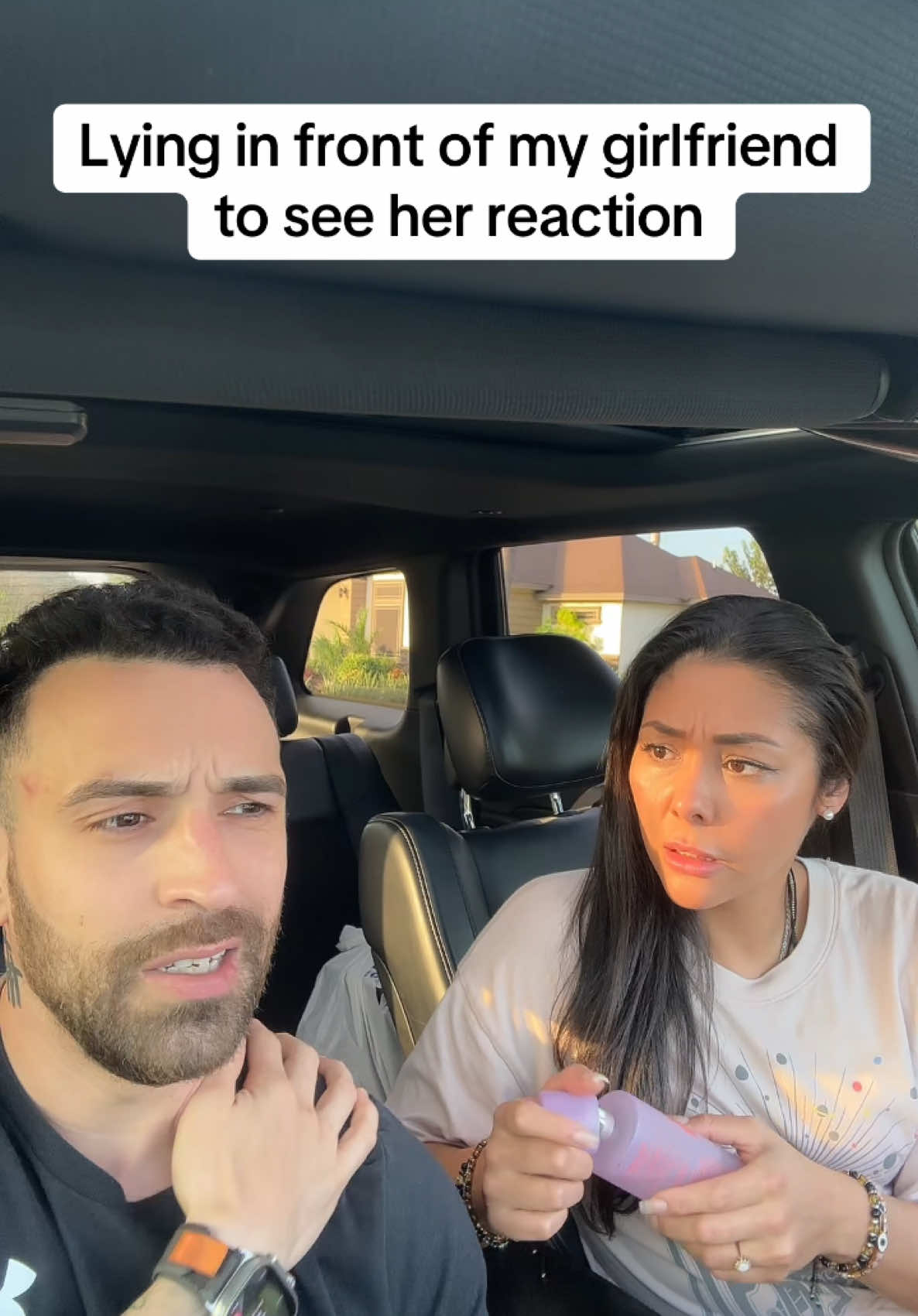 I know she wanted to laugh 🤣 #fyp #couples #funny #reaction #girlfriend #lying 