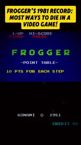 Frogger’s 1981 Record: Most Ways to Die in a Video Game! Did you know? When Frogger was released in 1981, it set a record for the most ways to die in a video game! Players had to navigate a series of obstacles including cars, trucks, and even sneaky diving turtles. It was a true test of skill and timing, making Frogger a beloved classic! Like and follow for more retro gaming facts and trivia. #Frogger #RetroGaming #VideoGameRecords #GamingTrivia #ClassicGames #ArcadeGames #GamingHistory #TikTokGaming #OldSchoolGaming #1980sGames