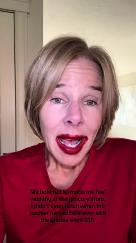 A bold red lip at the grocery store made me feel wealthy. I didn’t even flinch when the cashier named Ellllllliewx said the grapes were $18. Now I just have to throw a few things up on Facebook marketplace to pay our water bill. That’s all. #funnyvideo #marketplacefacebook #comediansoftiktok #relatablecomedy #groceryshopping #lipsticktutorial #grape #lol #comedyreels #expensive #comedyvideo 