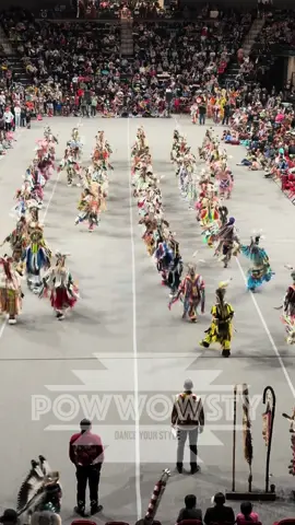 Mens grass dancers enter the stadium in a synchronized effort to win the special contest. This group ended up placing second losing to the womans jingle group. Winner was excused from grand entry next day. #powwow #fyp #foryou #indigenous #culture #nativeamerican #native #blackhills #nativetiktok #powwowvibes #grassdance 