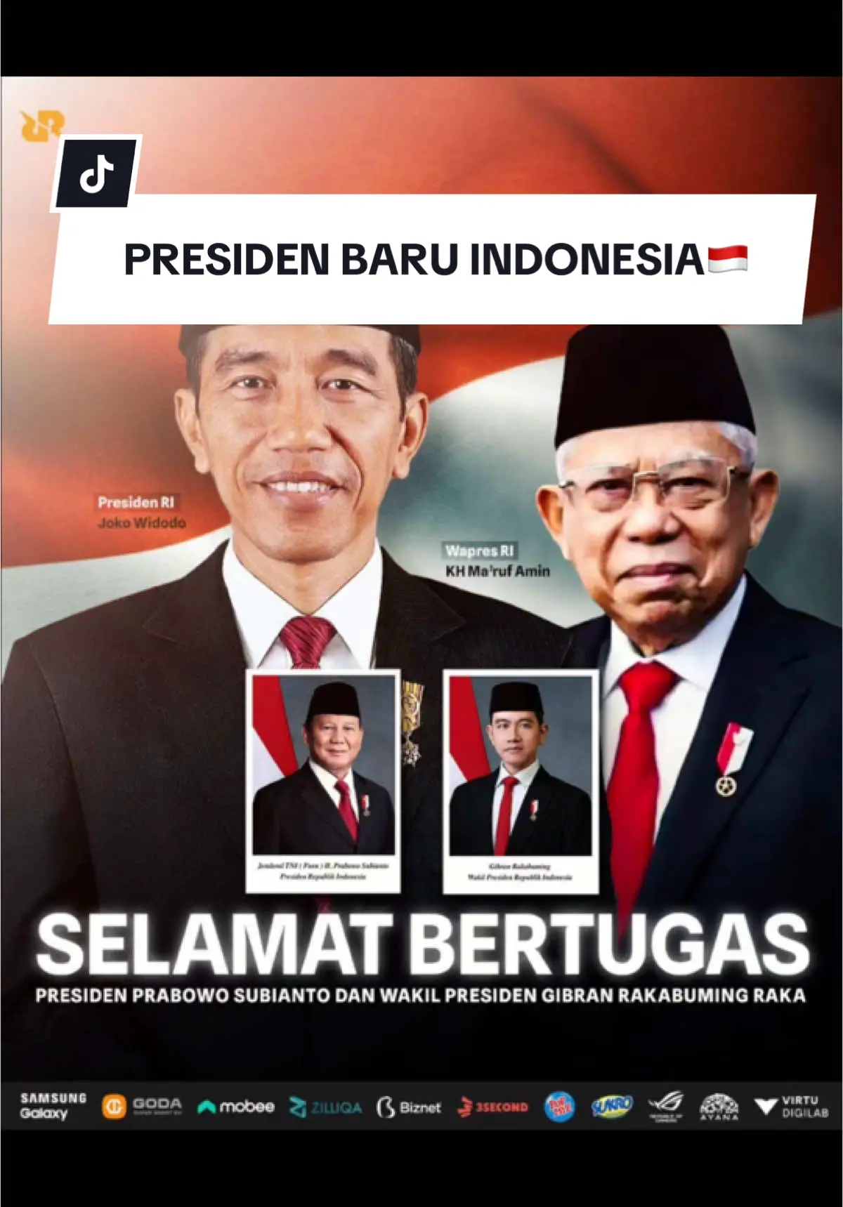 Terima kasih kepada Pak Joko Widodo dan KH Ma'aruf Amin untuk dedikasinya kepada Indonesia 🤝, dan selamat bertugas untuk  Presiden, dan Wakil Presiden Republik Indonesia periode 2024 - 2029, Pak Prabowo Subianto dan Pak Gibran Rakabuming Raka🫡 Semoga di era kepemimpinan yang baru ini, Indonesia akan lebih sejahtera dan berjaya🇮🇩 #teamrrq #presiden #jokowi #prabowo #indonesia 