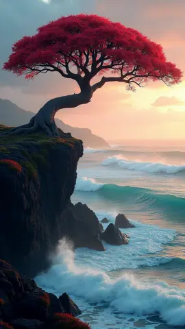 Un arbre au dessus de la mer 🌳🌊 A tree above the sea #aiart #sea #nature #scenery  Leapyear - Half Gone