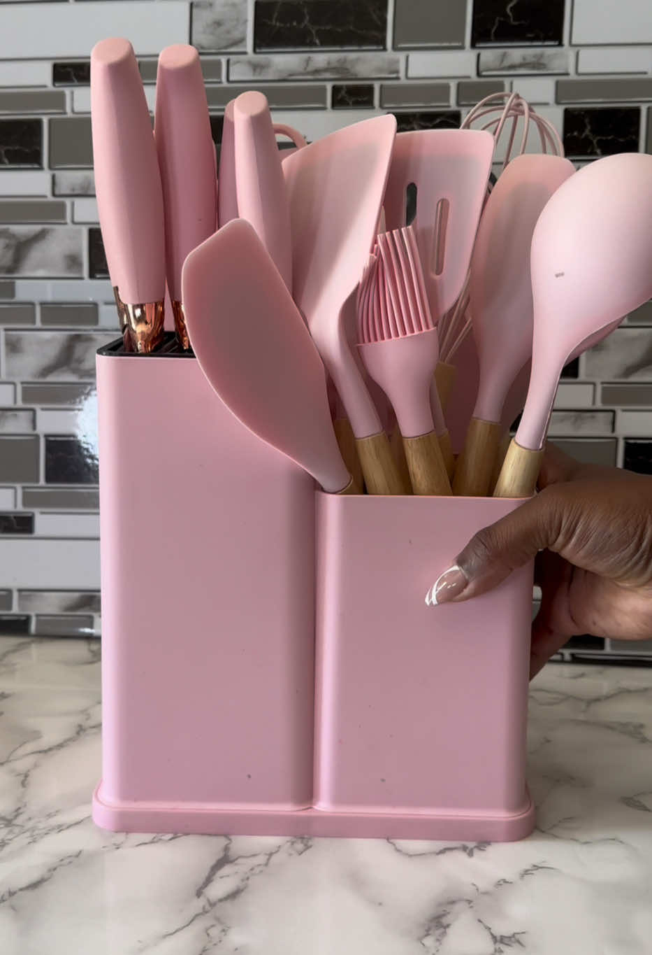 Level up your kitchen with this adorable 19-piece silicone utensils set in pink! 💕 Durable, heat-resistant, and super cute, cooking has never been this stylish! #KitchenEssentials #SiliconeUtensils #CookingTools #HomeUpgrade #KitchenGoals #PinkAesthetic #TikTokFinds #KitchenSupplies #DurableUtensils #CookWithMe #KitchenInspo #KitchenVibes #TikTokShop #MustHave #tiktokshopblackfriday #dealsforyoudays #falldealsforyou #tiktokshopholidaydeals  #tiktokshopholidayhaul #tiktokholidayhaul  #tiktokshopcybermonday #CozyCountdown