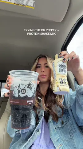 trying to dr pepper + protein drink mix🥤 this feels so wrong i’m grossed out 