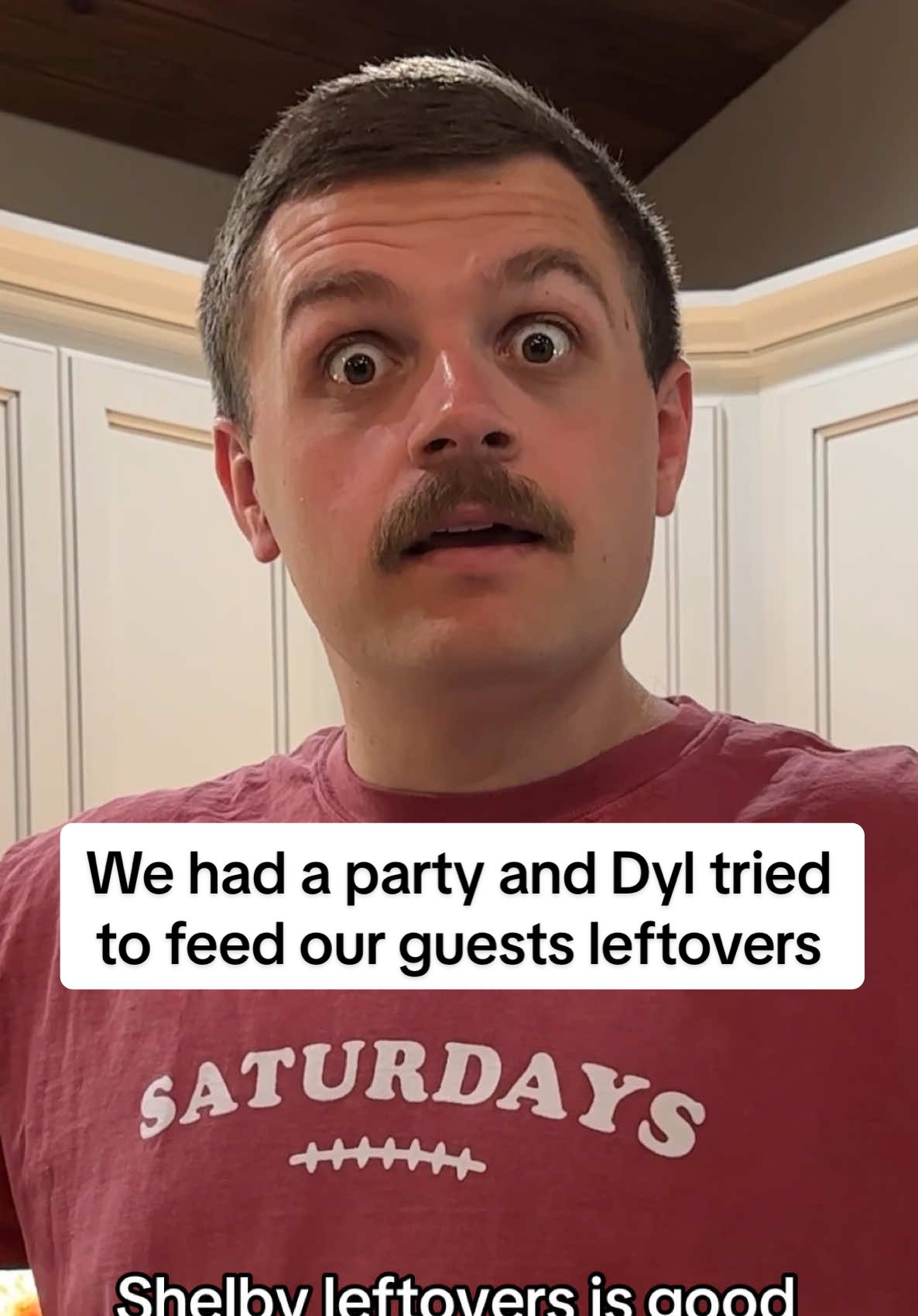 I bet he is real fun at parties 🤣 #shelbanddyl #husbandreacts #leftovers #party #couples #relationships 